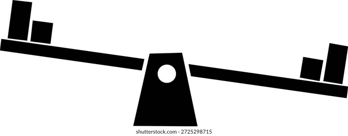 Seesaw icon Isolated silhouette of a sharp steel katana blade and a man in a car on a black road with a white Japanese tool key