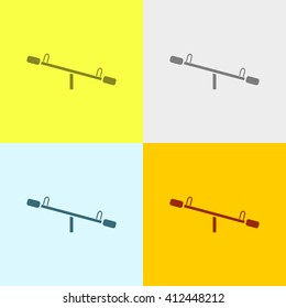 Seesaw Icon on Four Different Backgrounds. Eps-10.