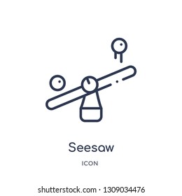 seesaw icon from science outline collection. Thin line seesaw icon isolated on white background.