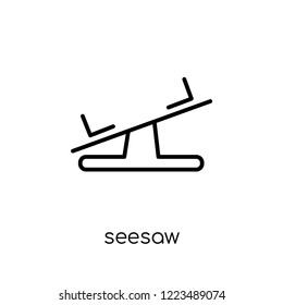 seesaw icon. Trendy modern flat linear vector seesaw icon on white background from thin line Circus collection, outline vector illustration