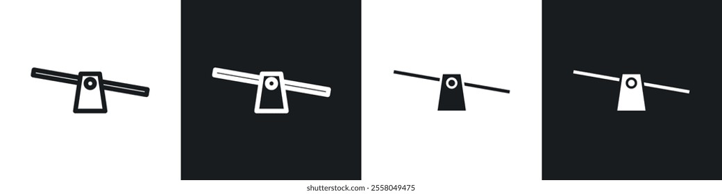 Seesaw icons pack in black and white filled and outlined versions.