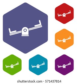 Seesaw icons set rhombus in different colors isolated on white background