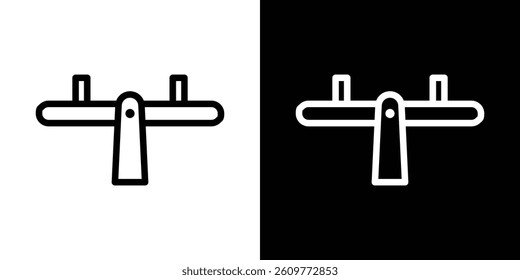 Seesaw icons vector set in stroke line style