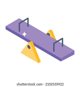 Seesaw isometric trendy icon, editable vector 

