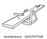 seesaw line vector illustration,isolated on white background,top view