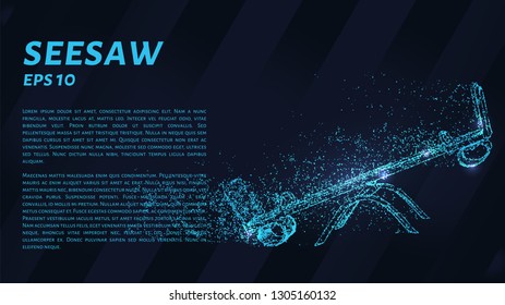 Seesaw from the particles on a dark background. Seesaw of circles and dots