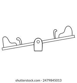 seesaw side view illustration hand drawn outline vector