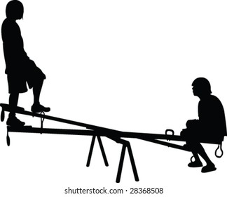 seesaw silhouette - vector