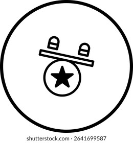 Seesaw with Star Icon: Playful Symbol of Balance and Childhood Joy Illustration