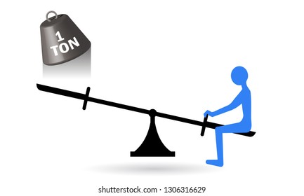 seesaw or teeter with man and weight 