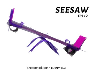 Seesaw of triangles. Seesaw low poly. Vector illustration