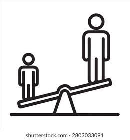 Seesaw with unequal figures representing imbalance.