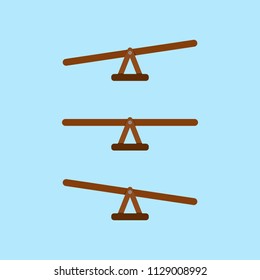 seesaw vector balance measurement icon in three positions 