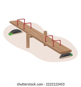 Seesaw vector illustration on white background. Seesaw is a facility for children to play in playgrounds and parks. Wooden seesaw is a popular facility in elementary school.