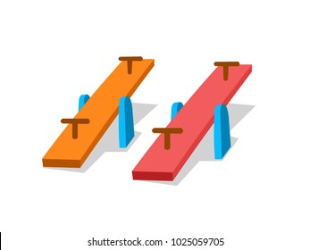 Seesaws Two Colorful Vector Image