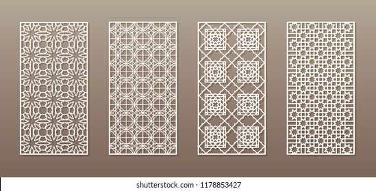 See-through silhouette with Arabic pattern, Muslim girih geometric pattern. Drawing suitable for background, invitation design, badges, laser cutting engraving stencil, wood and metal products. 4