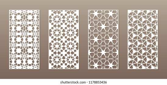 See-through silhouette with Arabic pattern, Muslim girih geometric pattern. Drawing suitable for background, invitation design, badges, laser cutting engraving stencil, wood and metal products. 4