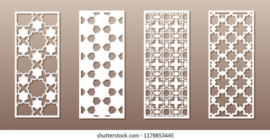 See-through silhouette with Arabic pattern, Muslim girih geometric pattern. Drawing suitable for background, invitation design, badges, laser cutting engraving stencil, wood and metal products. 4