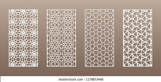 See-through silhouette with Arabic pattern, Muslim girih geometric pattern. Drawing suitable for background, invitation design, badges, laser cutting engraving stencil, wood and metal products. 4