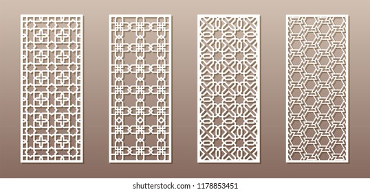 See-through silhouette with Arabic pattern, Muslim girih geometric pattern. Drawing suitable for background, invitation design, badges, laser cutting engraving stencil, wood and metal products. 4