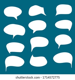 sef of bubble speech on green background for speakine, writing in blank