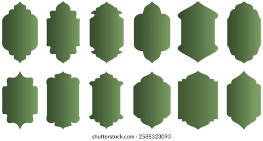 Sef of  islamic ribbon banner frame icon  vector illustrasion.     