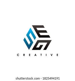 SEG initial letter, modern logo design template vector
