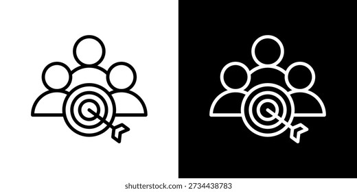Icono de precisión del segmento en estilo de línea blanco y negro