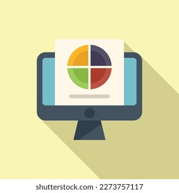 Segment chart icon flat vector. Market target. Business share