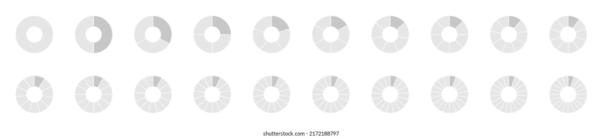 Segment Infographic. Circle Section Graph Logo 12,3,6,20. Pie Chart Icons. Wheel Round Diagram Part Symbol. Five Phase, Six Circular Cycle. Segment Slice Sign. Geometric Element. Vector Illustration.