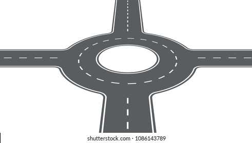 Segment of road. Roundabout, circular motion