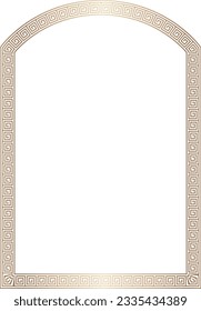 Segmental Arch rectangular frame architecture window door ornate Greek key pattern Greek meander pattern ornamental borders seamless meander pattern Luxury decorative golden frame gold picture frame 