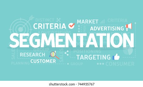 Segmentation concept illustration. Idea of criteria, research and advertising.