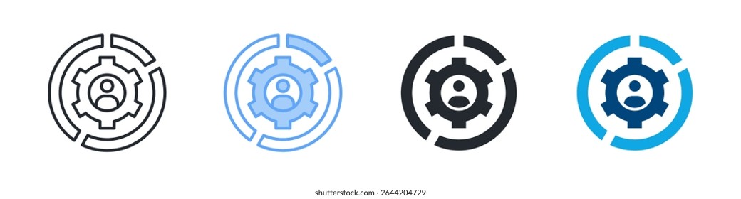 Segmentation Icon Set Multiple Style. Design In Outline, Blue, Glyph, Dual Tone