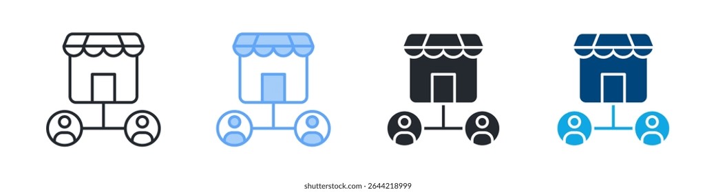 Ícone De Segmentação Define Vários Estilos. Design Em Contorno, Azul, Glifo, Tom Duplo