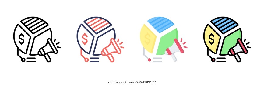 Ícone de segmentação definir coleção de vários estilos