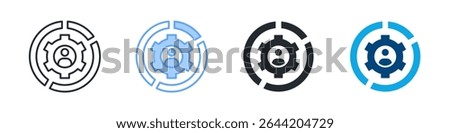 Segmentation Icon Set Multiple Style. Design In Outline, Blue, Glyph, Dual Tone