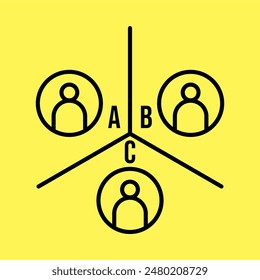 segmentation icon simple, line vector isolated on yellow background. trendy and modern design