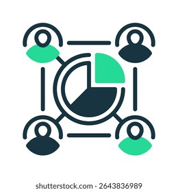 Segmentierungsliniensymbol, Umrisssymbol für die Marktabteilung, Kundenkategorien, Datenclusterfunktionen, Zielstrategie und demografischer Fokus. Vektorsymbol.