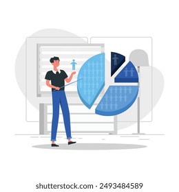 Segmentierung, Menschen analysieren Wachstumskurven, Kunde-Segmentanalyse von Marketingforschung, informative Zielgruppen-Diagramm, flache Abbildung