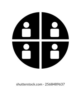 segmentation or section icon, vector silhouette and profile isolated on white background. business concept design