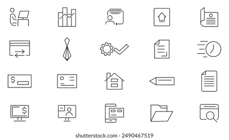 Segmentation targeting positioning line icon set. Stp, marketing, value proposition, management, business, value and company outline icon collection. UI thin outline icon pack
