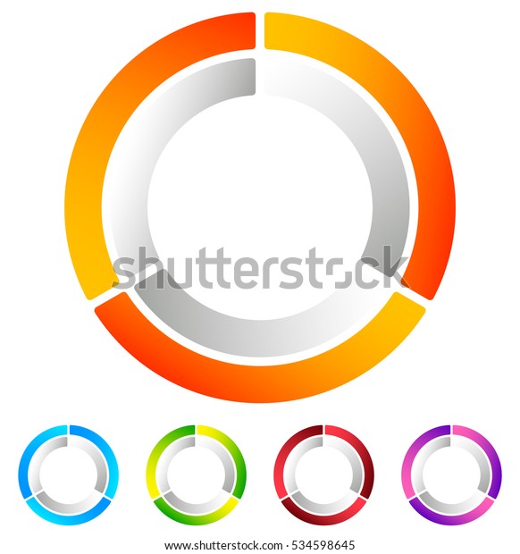 Segmented circle\
abstract icon. Circular geometric logo, icon in 4 colors.\
Concentric circles, ring\
element