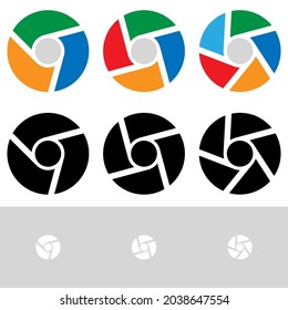 Segmented circle. Aperture-like geometric circle icon, symbol