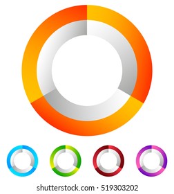 Segmented circle generic abstract icon, circular geometric logo in 4 colors.