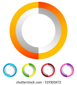 Segmented circle generic abstract icon, circular geometric logo in 4 colors.