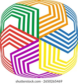 Segmented circle icon. Color arrow circuit. Vibrant maze Vector. Rotational path unity