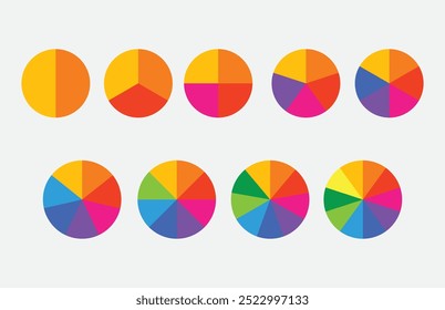 Segmented circle icon for color vector isolated on white background