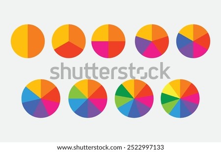 Segmented circle icon for color vector isolated on white background