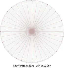 Segmented circle isolated on a white background divided into segments - from 0 to 360 degree. Vector.